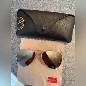 NWOT POLARIZED RAY BAN BROWN GOLD GRADIENT AVIATORS CHROMACE WITH CASE/CLOTH